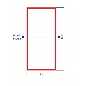 Linie pola boiska do siatkówki (8x16m) czerwone -deski